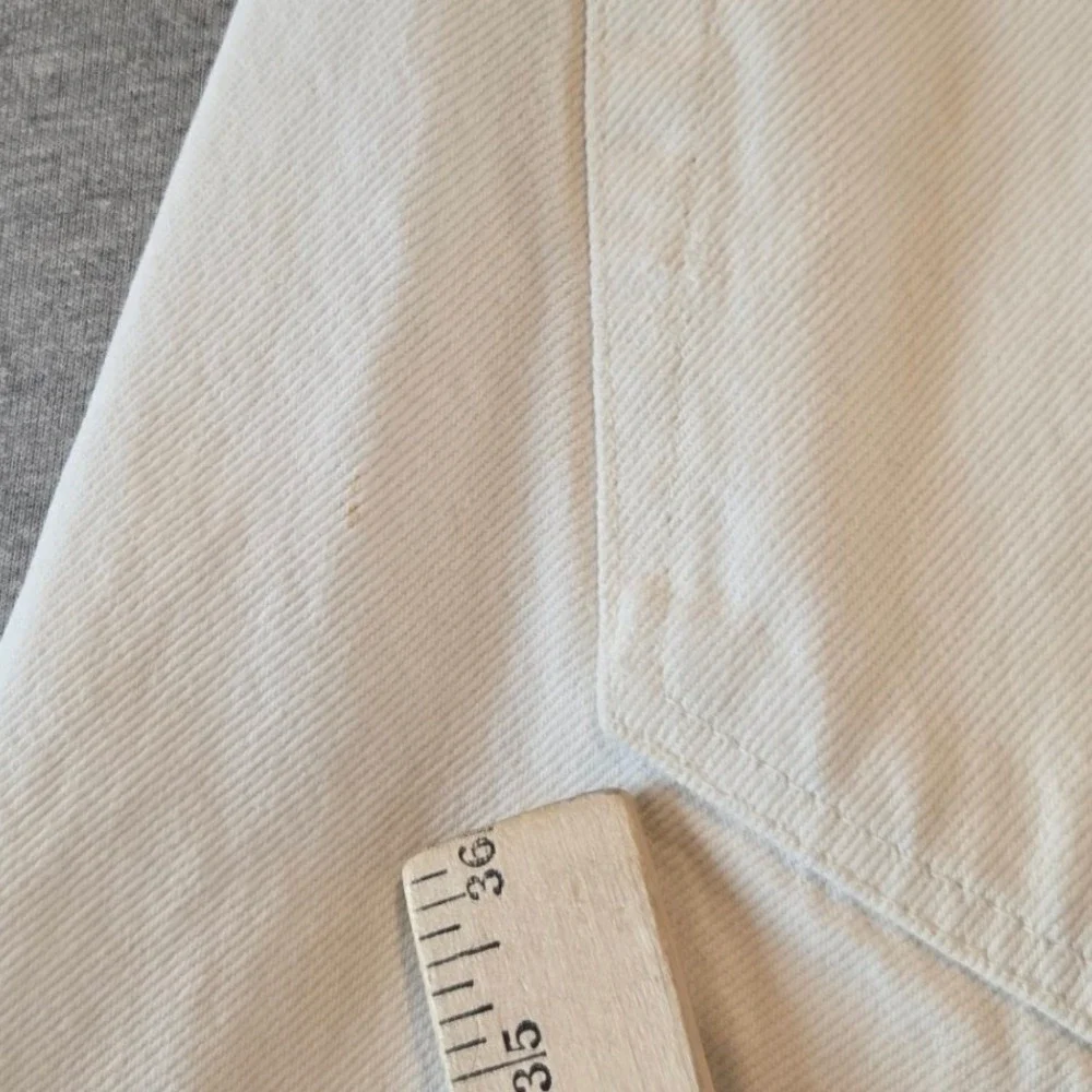 Vintage Stussy Jeans Mens 34 Cream Baggy Made USA Button Fly Denim 80's Skater
